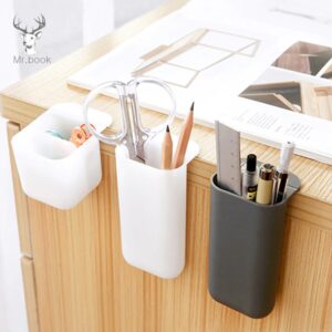 Pen Holder - White Gray On Desk Stationery