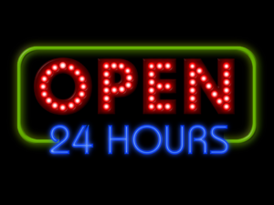 sign open 24 hours