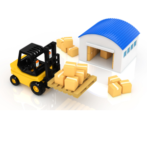 warehouse and forklift animated pic